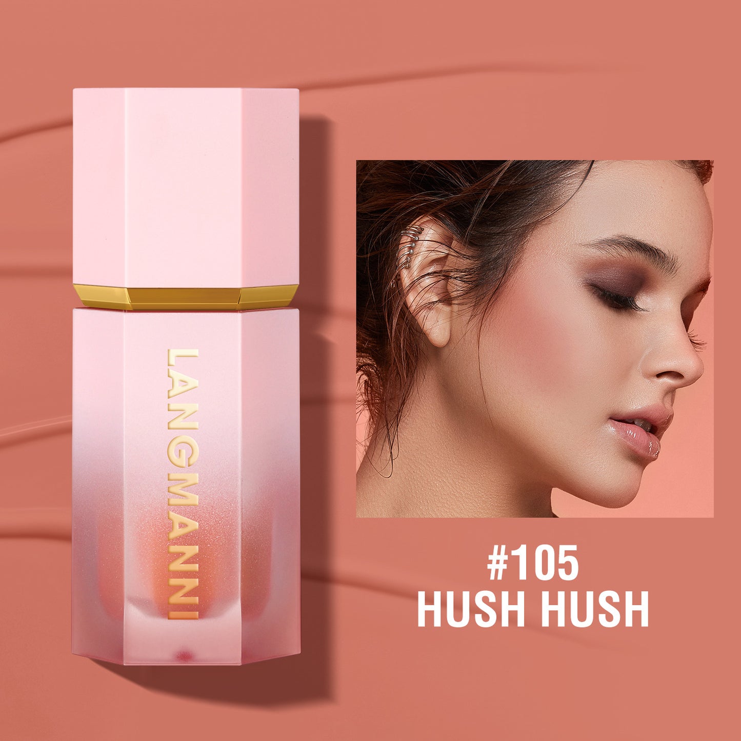 Langmanni Eight-color Blush Liquid Repair Capacity Brighten Chi Long-lasting Color Natural Blush Liquid Cross-border Makeup