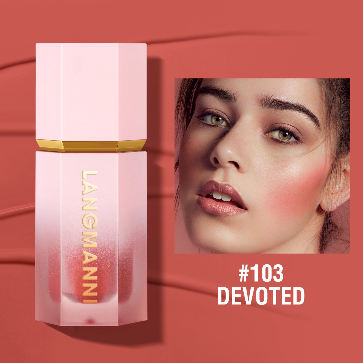 Langmanni Eight-color Blush Liquid Repair Capacity Brighten Chi Long-lasting Color Natural Blush Liquid Cross-border Makeup